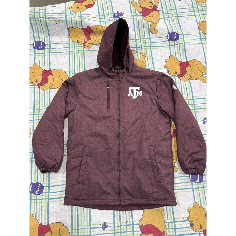 Adidas Texas A&M Aggies Jacket Climaproof Red Full Zip Player Issue Football Med